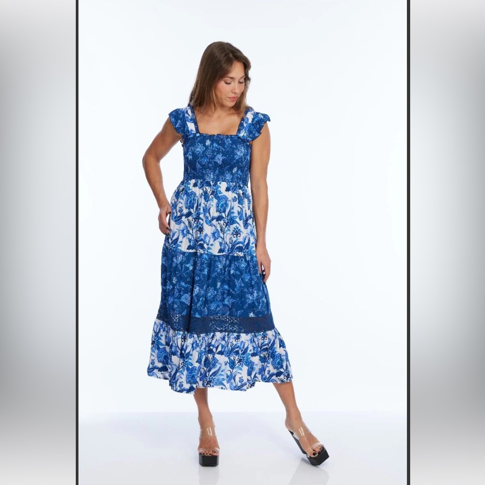 Coastal granddaughter blue & white nap style dress